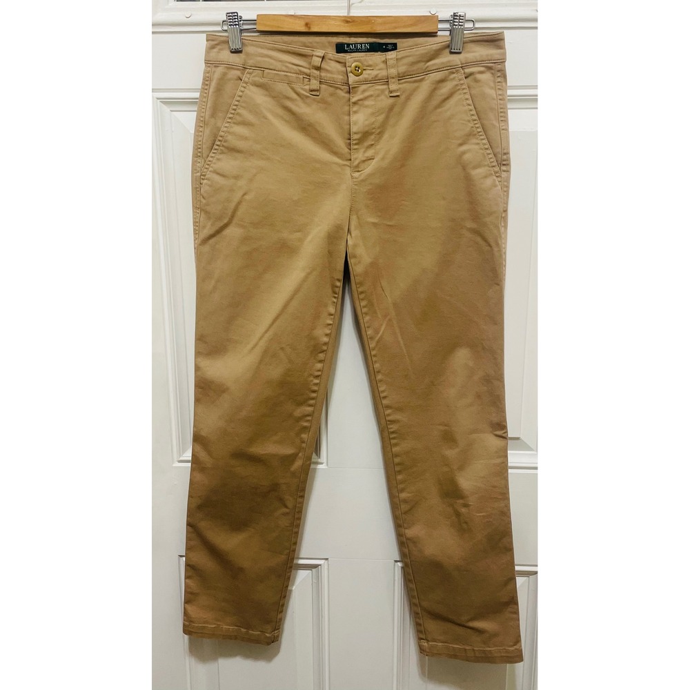 Lauren Ralph Lauren Womens Tan Chino Pants Size 4 Cropped Casual